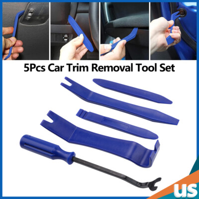 Car Trim Removal Tool Kit Hand Tools Pry Bar Panel Door Interior Clip 5Pcs Set