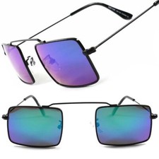 Color Mirrored Lens Vintage Retro Fashion Mens Womens Small Rectangle Sunglasses