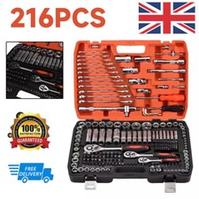 Professional 216 PCS Ratchet Spanner Socket Set 1/2" 1/4" 3/8" DR Repair Toolbox
