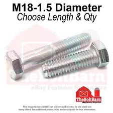 M18-1.5 Class 10.9 Extra Fine Hex Cap Screws Zinc Clear (Choose Length & Qty)
