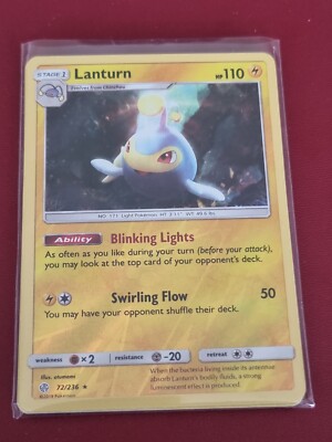 Pokemon Karte Sonne Mond Kosmische Finsternis Lanturn 72/236 Rare Reverse Holo TCG