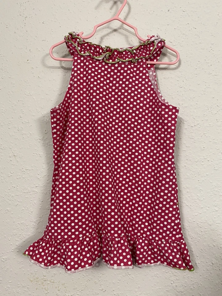 Vestido JUMPING BEANS Niña Talla 6T Lunares ROSA RANA 100% Algodón AJUSTADO Y ACAMPANADO Foto 4 de 4