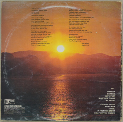 Jimi Hendrix - The Cry Of Love - Track Records Original UK Release