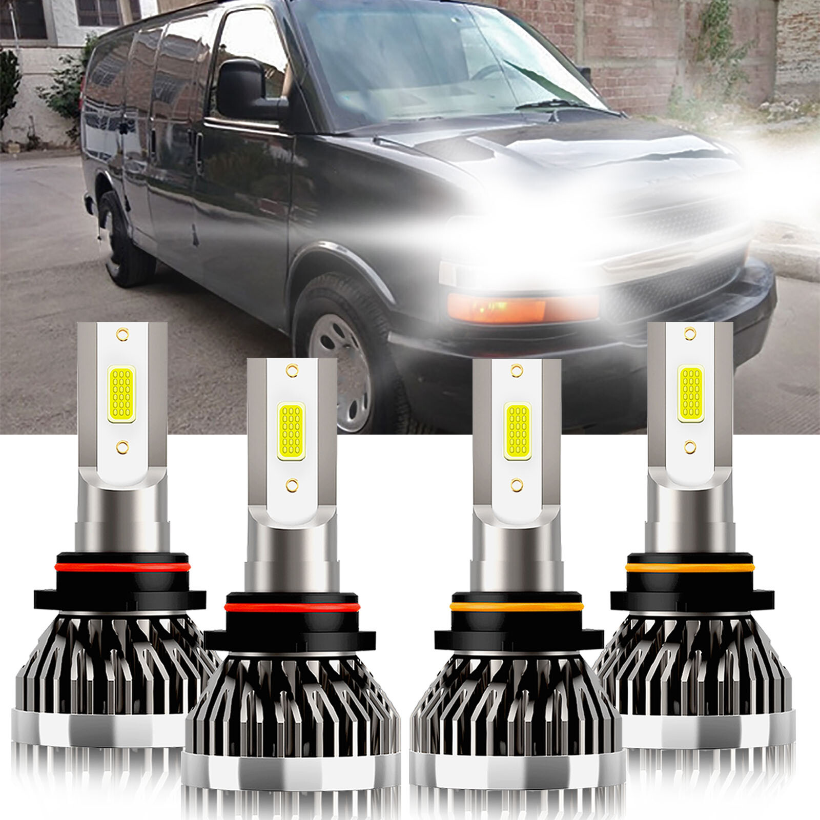 For Chevrolet Express Pasajeros 2009-2019 4x LED Headlight Hi Low Beam Bulbs