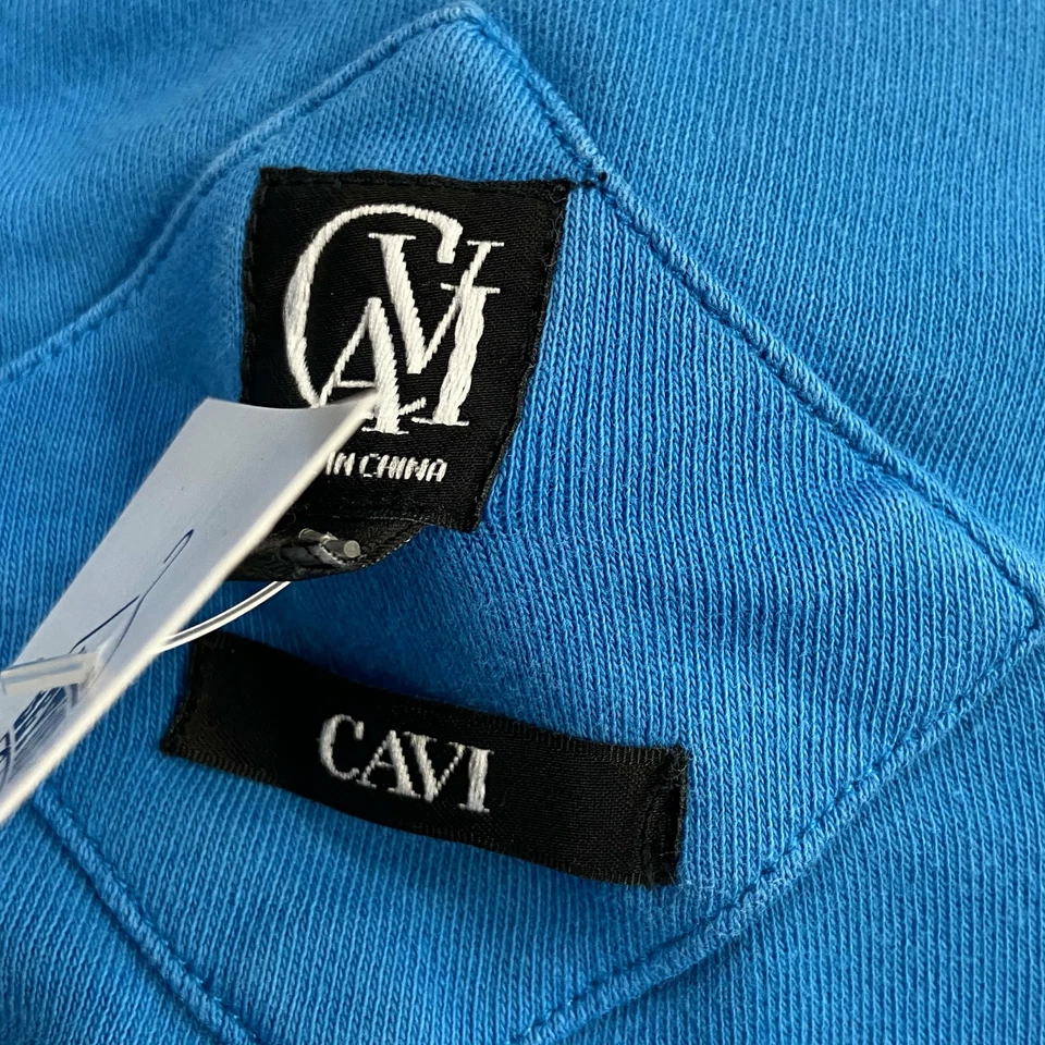 Sudadera con capucha azul con cremallera Cavi para hombre talla grande Foto 3 de 4