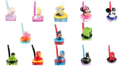 Kinder 3D Figur Trinkbecher Wasserflasche 360ml mit erweiterbarem Strohhalm