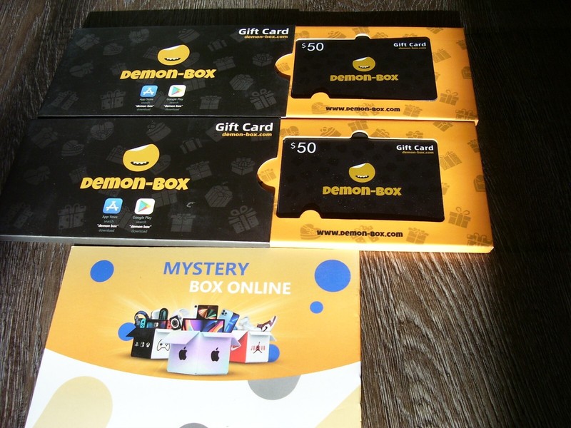 2 Demon-Box Gift Cards 50.00 Each