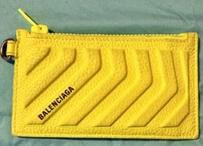Balenciaga Car Long Coin And Card Holder in Grained Calfskin Yellow 