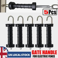5PCS Electric Fence Handles Insulated Spring Tension Gate Handle  Fencing Black