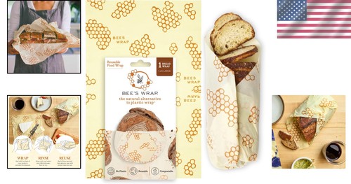 Natural Beeswax Wrap for Bread - Large 17" x 23", Eco-Friendly Honeycomb Design - Picture 2 of 11