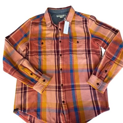 Outerknown Blanket Plaid Organic Sz M Cotton Flannel Button Shirt Coral New