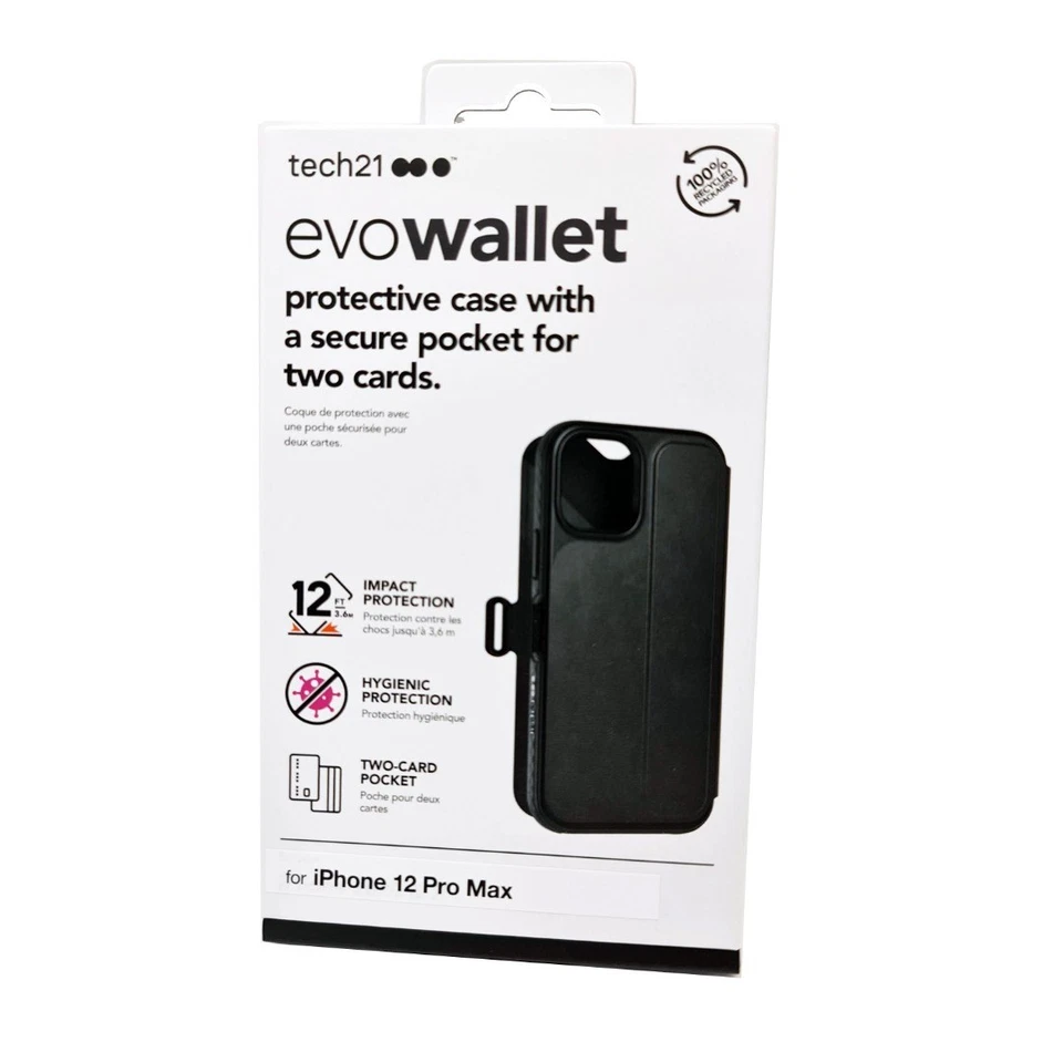 Wallet Case For iPhone 12 Pro Max EvoWallet by Tech21 Cover Drop Protection Blac - Image 2 of 4