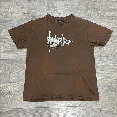 Vintage Quiksilver Brown Graphic T-shirt Size S Las Vegas distressed Y2K grunge