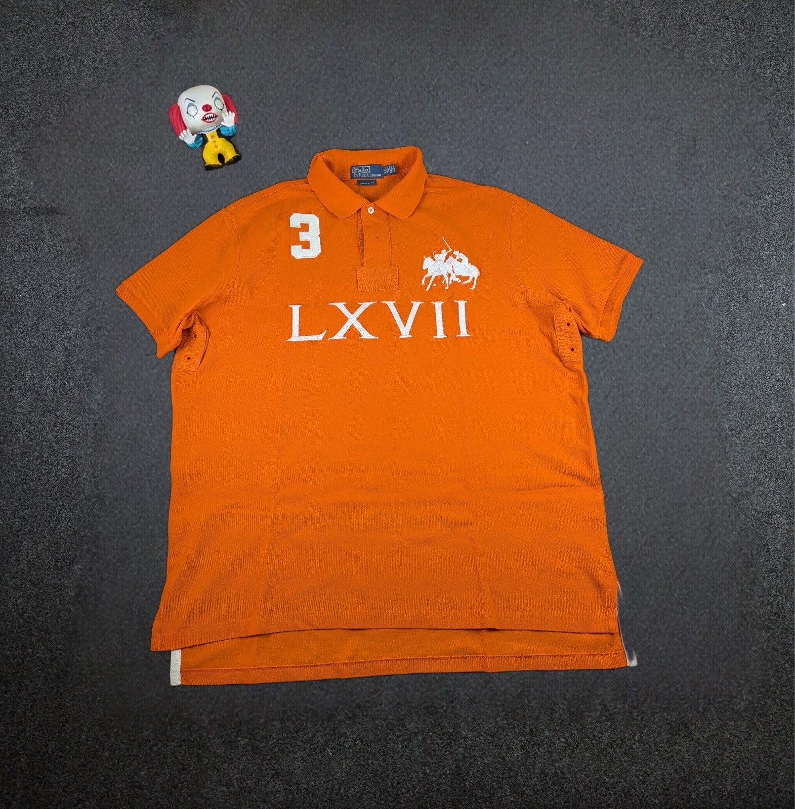 Polo di Polo Ralph Lauren da uomo, arancione con ricami, taglia XXL, in cotone