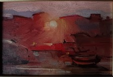 Pelagatti Dino Olio Su Tavola "tramonto" 