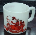 Zodiac Vintage Milk Glass Coffee Cup Mug Beverly Horoscope Sagittarius Orange-DD
