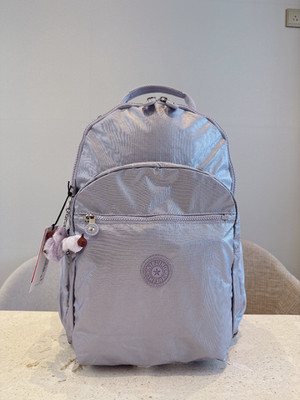 NWT Kipling Seoul up 15'' laptop Large Backpack Metallic Purple 45cm H light weig