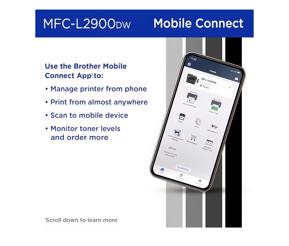 Brother - MFC-L2900DW Wireless Black-and-White Refresh Printer Toner Wireless  - Image 3 of 4