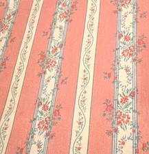 Vintage Fabric Striped Roll Pink Cream Floral...