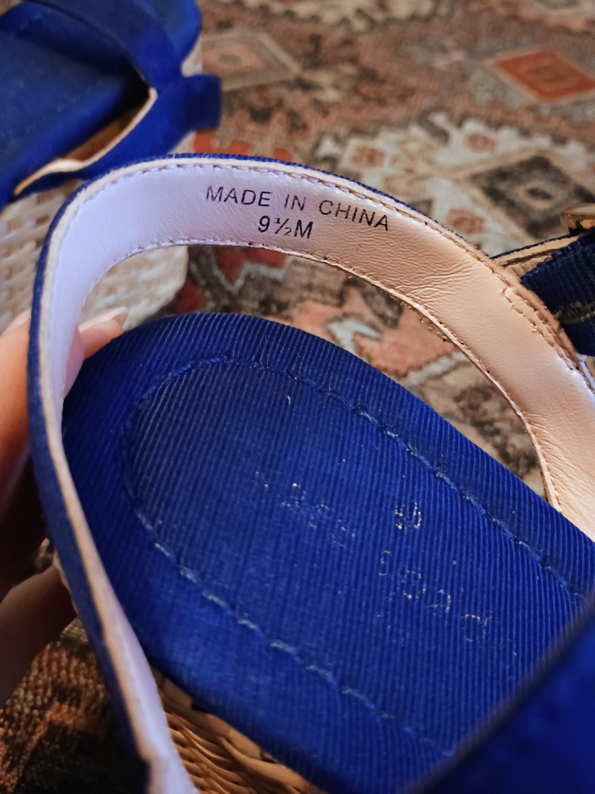 kate spade new york Blue Slingback Wedge Sandals Bow Buckle Fabric 9.5M Women thumbnail 3