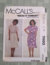 Vintage McCall's 7460 Misses Dress Pattern - Size M 14-16 Bust 36-38
