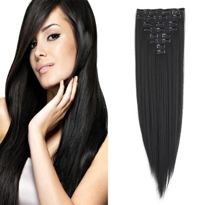 Clip in Extensions wie Echthaar Haarverlängerung Haarteil 8 Teile Set Glatt L...