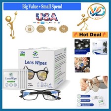 Eyeglass Lens Wipes 200 Count Individually Wrapped Streak-Free Cleaner