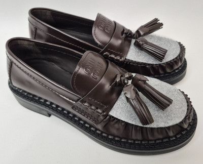 Miu Miu Women's Moro Brown Tassel Patent Leather Loafer Size 36
