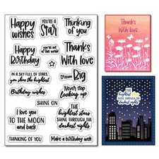 Birthday Words Phrase Clear Stamps Sentiments Thinking Of You Thank You Rubber