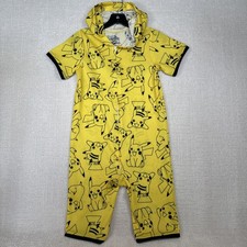 Pikachu Pokemon Pajamas Sleepwear One Piece romper Unisex Boys Size Medium 8/10