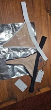 Negative Underwear 2 Sieve Thong Panties Size Medium Buff & White- Buff & Black