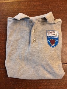 2 Sacred Heart School Short Sleeve Polo Shirts Youth Size Medium - Preowned