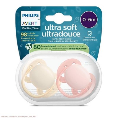 Philips Avent Ultra Soft Pacifiers 0-6m - Sand/Soft Pink - 2pk