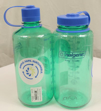 Lot of 2 Nalgene 32oz Wide Mouth  Narrow Mouth Matching Set Pastel Green