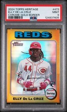 2024 Topps Heritage #473 Elly De Le Cruz RC 4/5 Chrome-Gold PSA 9 MINT