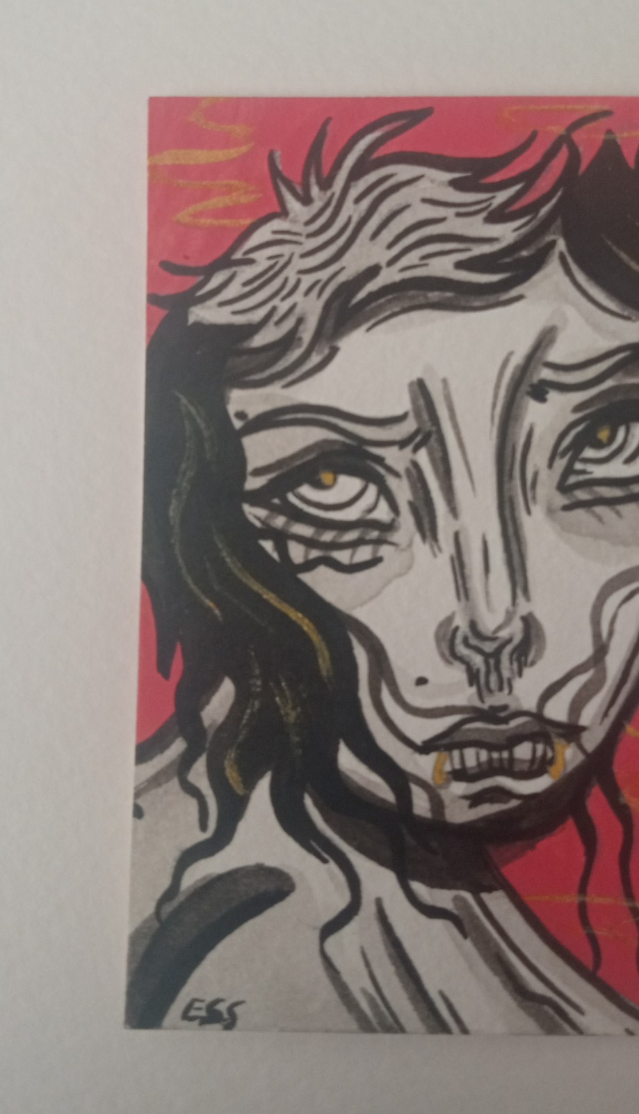 OOAK ACEO Figurative Art Card, Girl Art By ESS22, 3.5 x 2.5 in., Unframed