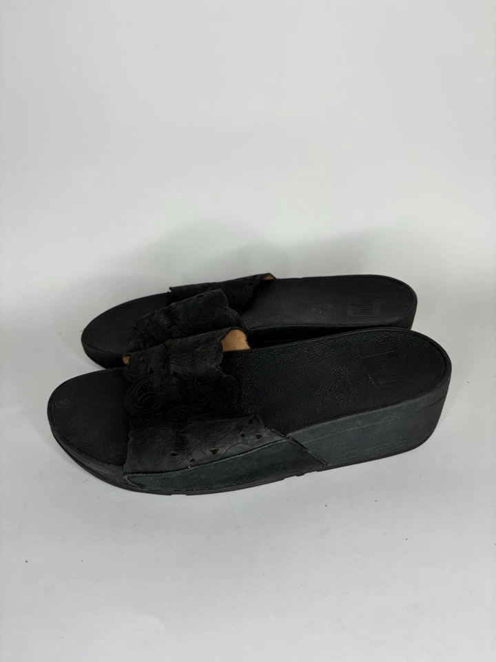 fitflop凉鞋8码女式黑色麂皮绒舒适拖鞋 — 第 3/4 张图片