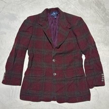 VTG 90s Ralph Lauren Women SZ 8 Wool Plaid Blazer Equestrian Preppy USA MADE