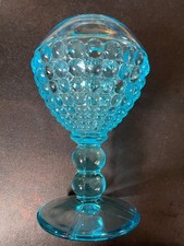 Rare EAPG  Adams Blue Glass 1000 eyes vase or oil lamp AWESOME OPTICAL EFFECT