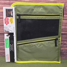 Five Star Pencil Pouch Binder Zipper Black Green 11x8.75 School New