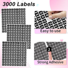 1 to 100 Consecutive Number Stickers, 0.4 Inch Square Small Number Stickers L...