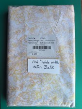 NEW 3 Yards 106 Inches Width Cotton Fabric Batik Pale Yellow Floral On White