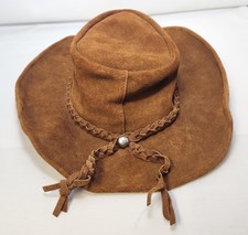 Vintage Brown Suede Leather Outback Braided Band Cowboy Hat XL