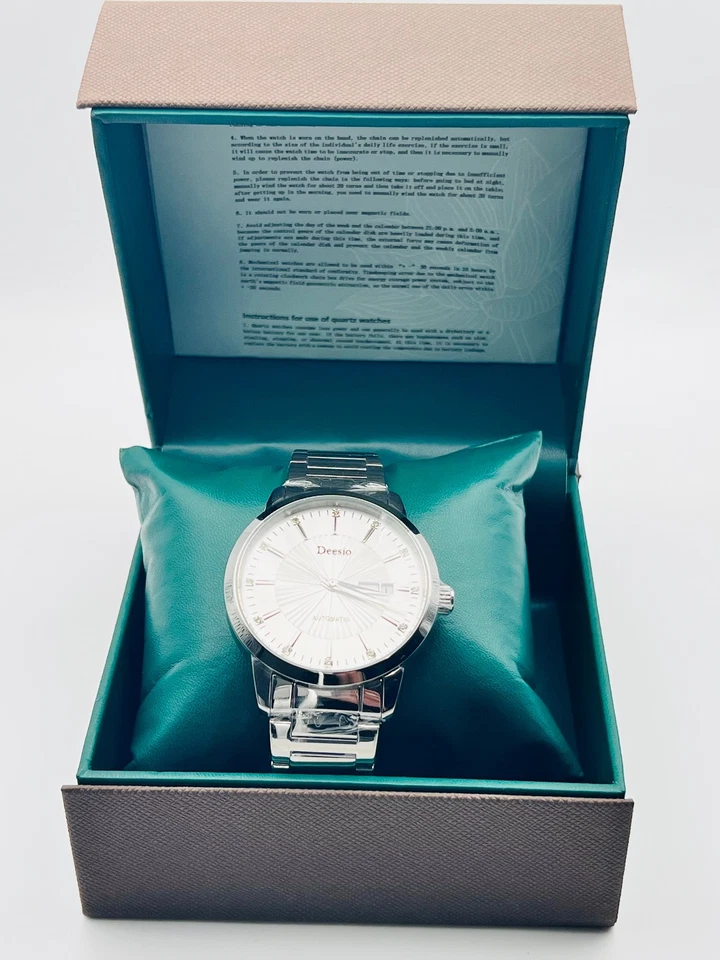 BLACK FRIDAY Orologio meccanico automatico 40 zaffiro 50MT data bianco brillanti - Immagine 3 di 4