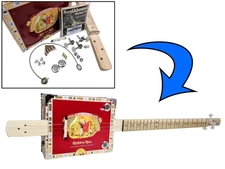Complete DIY 3-String Fretted Cigar Box Guitar Kit with Neck - includes Acous...