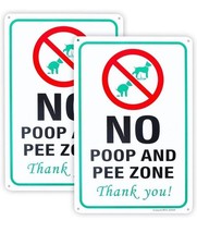2 Pack No Pee and Poop Zone Dog Yard Sign, 12"x 8" .04" Aluminum Reflective Sign