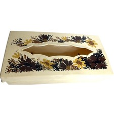 Vtg Wolff Products Floral Tissue Box Holder Mid Century Modern Lucite Plastic