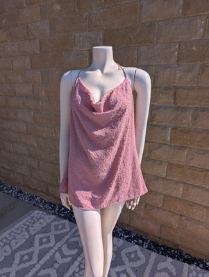 River Island BNWT Pink Beaded Cowl Neck Cami Top - Size 18 - Y2K Style