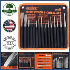 Durable 16-piece Punch And Chisel Set With Chromium-vanadium Steel Construction