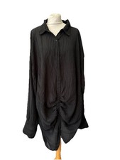 Prettylittlething Black Shirt Dress Size 24 Long Sleeve Polyester Women’s 